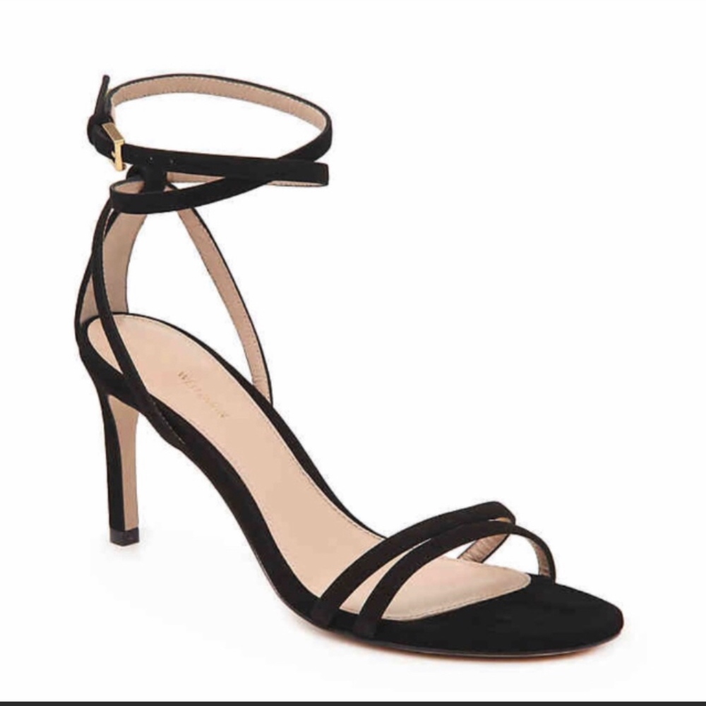 Stuart Weizmann -Black Suede,Strappy Heeled Sandal
